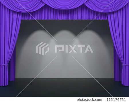 Luxury stage or windows curtains, realistic 3D illustration 113176731