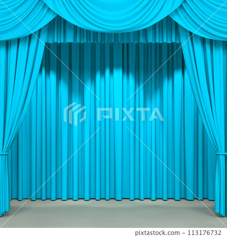 Luxury stage or windows curtains, realistic 3D illustration 113176732