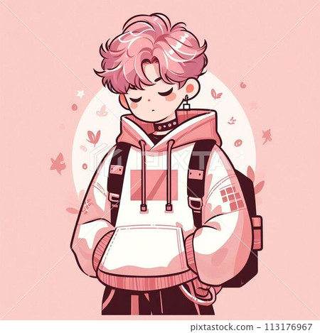 一個背著背包的男孩看起來有點無聊 一個背著背包的男孩看起來有點無聊 113176967