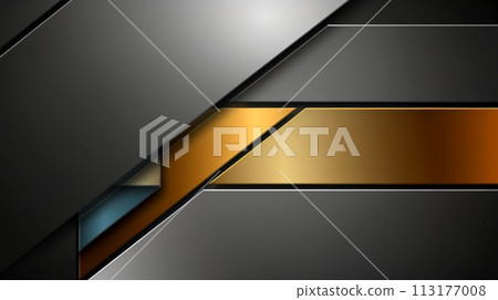 Modern dark gold overlapping dimension line bar design, technological background, Generative AI 113177008