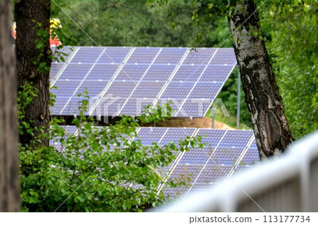House roof with photovoltaic modules. 113177734