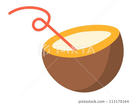 Coconut cocktail drink with decorative straws 113178164