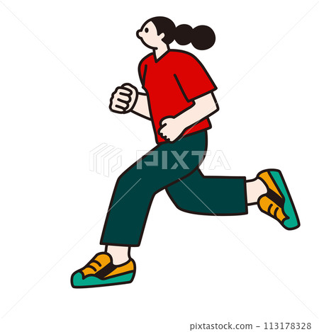 跑步的女人,線條畫,向量 跑步的女人,線條畫,向量 113178328