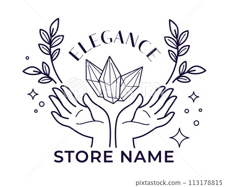 Creative Gem Hand Jewelry Store Logo Creative Gem Hand Jewelry Store Logo 113178815