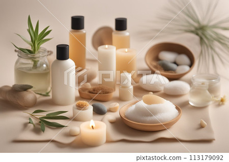 Spa products concept, spa bath background Spa products concept, spa bath background 113179092