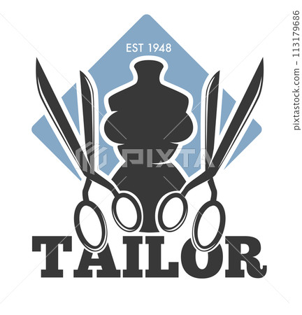 Vintage Scissors Tailor Logo vector 113179686
