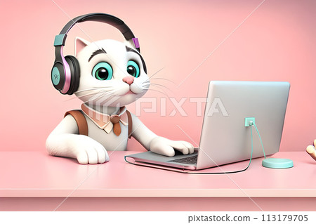little kitty listen to the music 113179705