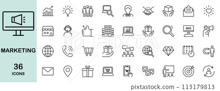 Marketing line icon set 113179813