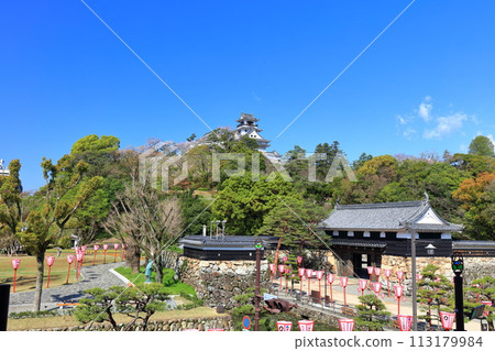 [高知縣] 晴朗的日子高知城、大手門和櫻花盛開 113179984
