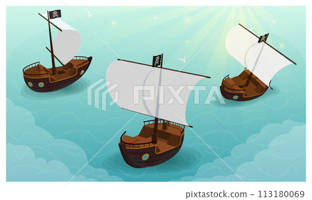 Cartoon ships vector illustration for kids 113180069