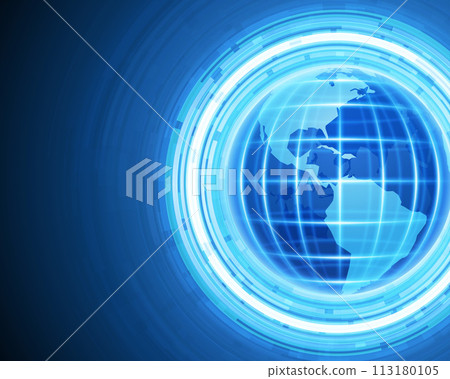 Blue Glowing Earth With Abstract Background 113180105