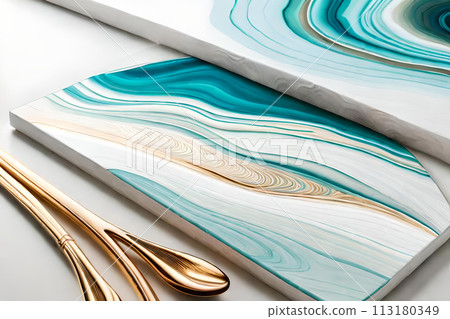 Marble abstract acrylic background. Marbling artwork texture. 113180349