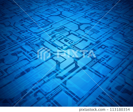 Blue Circuit Board Pattern With Abstract Design Blue Circuit Board Pattern With Abstract Design 113180354