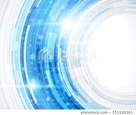 Blue Circular Abstract Design With Light Flares 113180361