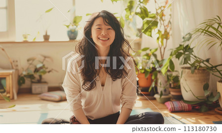 日本女人做瑜珈人工智慧生成的圖像 日本女人做瑜珈人工智慧生成的圖像 113180730