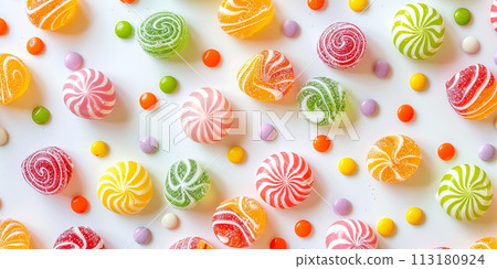 Pattern with colorful sweets Pattern with colorful sweets 113180924