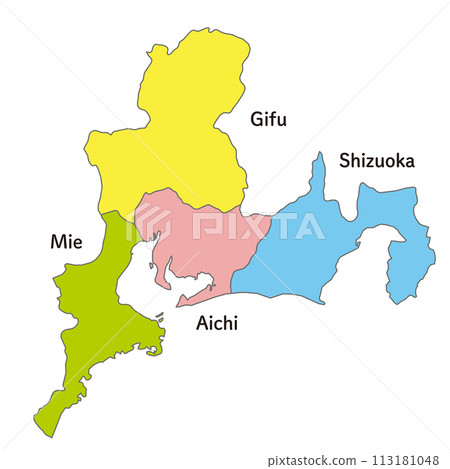 東海地區各縣的地圖、圖標和英文縣名 113181048