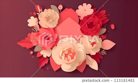 Illustration of beautiful flower bouquet decoration as background and backdrop good for invitation, greetings, wedding, valentine, or other romantic love design element. Illustration of beautiful flower bouquet decoration as background and backdrop good for invitation, greetings, wedding, valentine, or other romantic love design element. 113181481
