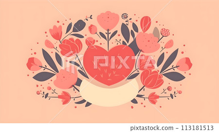 Illustration of beautiful flower bouquet decoration as background and backdrop good for invitation, greetings, wedding, valentine, or other romantic love design element. 113181513