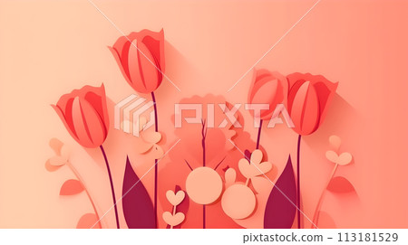 Illustration of beautiful flower bouquet decoration as background and backdrop good for invitation, greetings, wedding, valentine, or other romantic love design element. 113181529