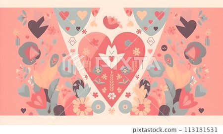 Illustration of beautiful flower bouquet decoration as background and backdrop good for invitation, greetings, wedding, valentine, or other romantic love design element. 113181531