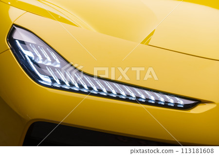 Macro view of modern car LED headlight Macro view of modern car LED headlight 113181608