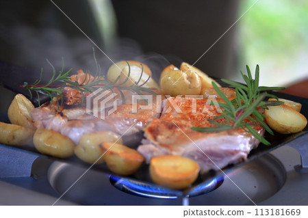 Grilled chicken at spring camp Grilled chicken at spring camp 113181669