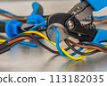 Cutting pliers and electrical cable, electric workshop tool 113182035