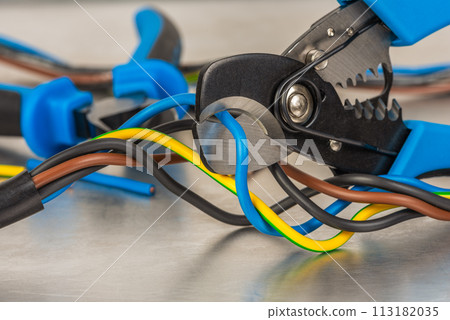 Cutting pliers and electrical cable, electric workshop tool Cutting pliers and electrical cable, electric workshop tool 113182035