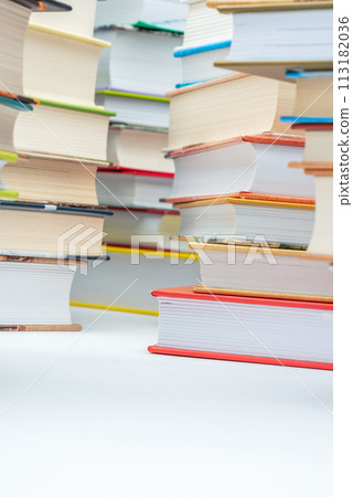 Stack of books on white background 113182036