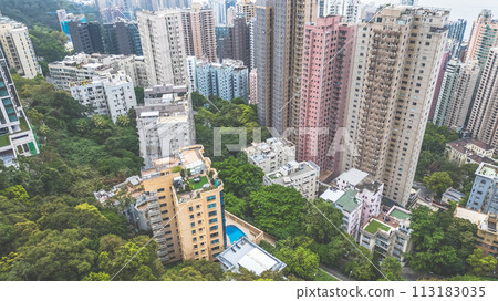 the middle level residential buildings in Hong Kong. March 23 2024 the middle level residential buildings in Hong Kong. March 23 2024 113183035