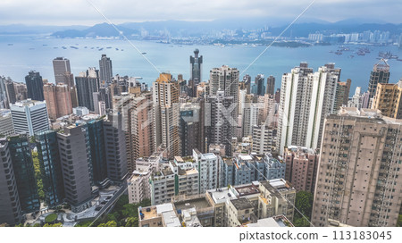 the middle level residential buildings in Hong Kong. March 23 2024 113183045
