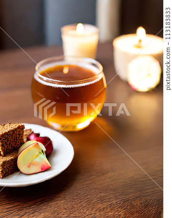 Cozy restaurant with realistic Apple Honey. 113183833