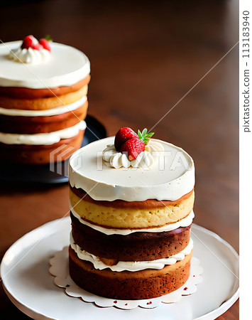 Realistic cake neutral palette warm lighting detailed 113183940