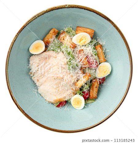 Portion of caesar salad with shrimp 113185243