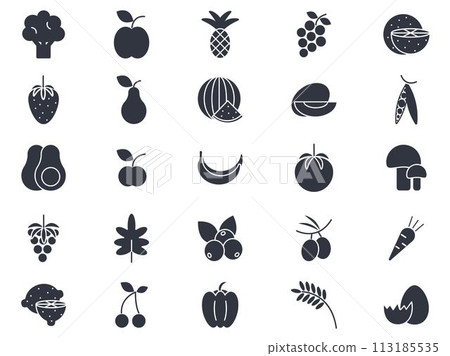 Vegan products ink icons set Vegan products ink icons set 113185535