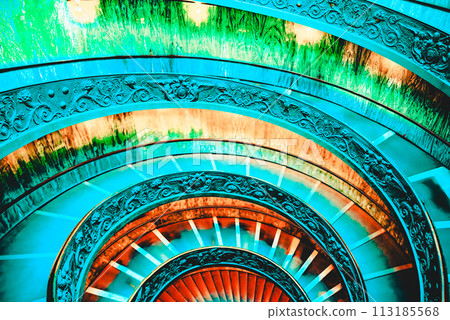 Staircase in the Vatican. Ancient, beautiful, incredible Rome, where every place is filled with history. 113185568