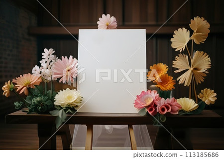 Elegant wedding signs for indoor celebrations. 113185686