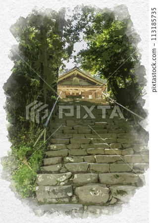 水彩風格上玉神社途徑島根縣松江市 113185735