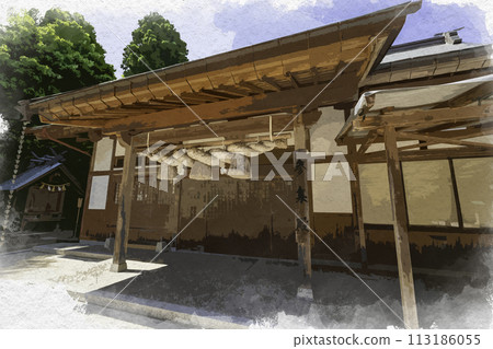 Watercolor style Yaegaki Shrine Sanshuden Matsue City, Shimane Prefecture 113186055