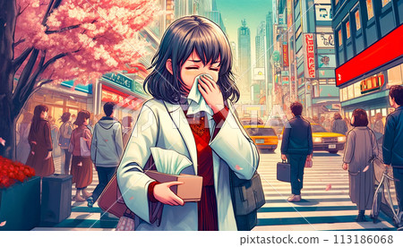 由於花粉熱,我很難購物。 由於花粉熱,我很難購物。 113186068