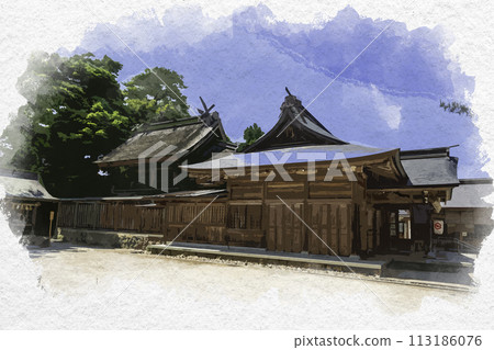 八幅水彩風格的重垣神社主樓 島根縣松江市 八幅水彩風格的重垣神社主樓 島根縣松江市 113186076