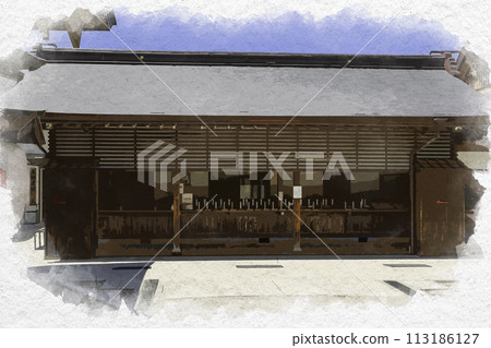 水彩畫風格，八重垣神社，神聖的護身符授予場所，島根縣松江市 113186127