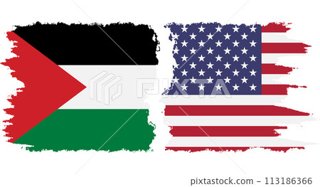 United States and Palestine grunge flags connection vector United States and Palestine grunge flags connection vector 113186366