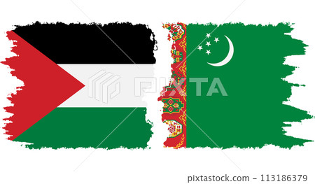 Turkmenistan and Palestine grunge flags connection vector Turkmenistan and Palestine grunge flags connection vector 113186379
