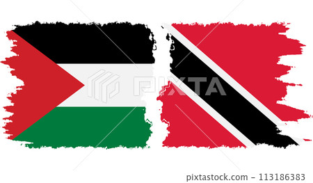 Trinidad and Tobago and Palestine grunge flags connection vector Trinidad and Tobago and Palestine grunge flags connection vector 113186383