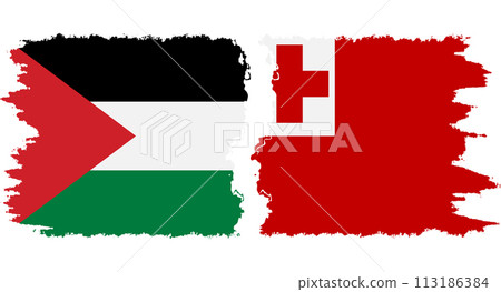 Tonga and Palestine grunge flags connection vector Tonga and Palestine grunge flags connection vector 113186384