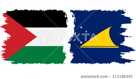 Tokelau and Palestine grunge flags connection vector Tokelau and Palestine grunge flags connection vector 113186385