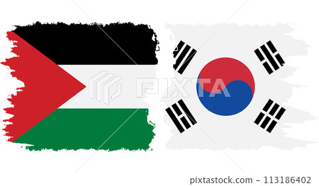 South Korea and Palestine grunge flags connection vector South Korea and Palestine grunge flags connection vector 113186402