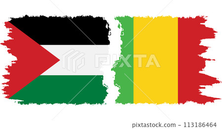 Mali and Palestine grunge flags connection vector 113186464
